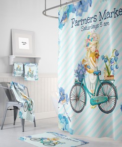 Blue Farmhouse Theme Shower Curtain with Serene Atmosphere for Your Bathroom- SHOWER15
