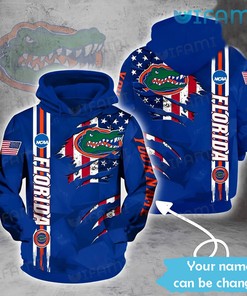 Blue Florida Gators Customized Name Logo Hoodie - 3D All Over Print Design