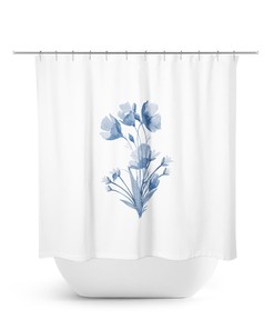 Blue Flower Minimalist Shower Curtain - Perfect for Farmhouse Bathroom Decor