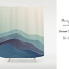 Blue Gradient Curve Art Disney Shower Curtain, Hill Mountain Curve Design with Thick Extra Long Dimensions