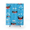 Blue Kids Monster Faces Playful Print Shower Curtain for Kids Bathroom Decor