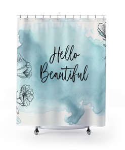 Blue Line Art Watercolor Shower Curtain - Farmhouse Charm with Beautiful Design