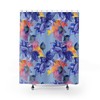Blue Lotus Flowers Boho Shower Curtain / Romantic Fabric Bathroom Print / Floral Bath Curtain