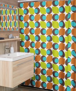 Blue Mid Century Modern Shower Curtain, Atomic Stars Bathroom Decor for a Vintage Bathroom Accessory