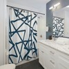 Blue Minimalistic Triangle Geometric Vintage Shower Curtain, Modern Bath Decor