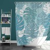 Blue Monstera Leaf Botanical Shower Curtain | Tropical Plant Bathroom Decor