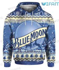 Blue Moon Beer Reindeer All Over Print 3D Hoodie - Unique Beer Lover Gift