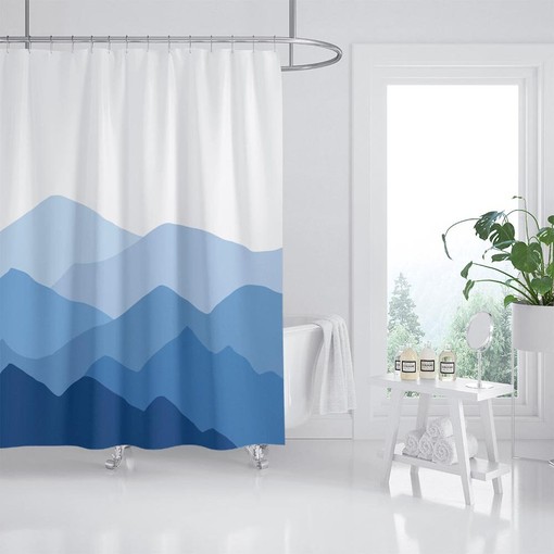 Blue Mountains Shower Curtain | Thick and Durable with Hooks | Customized Sizes | Rustic Bathroom Decor - Image 2