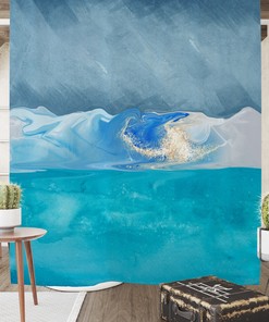 Blue Ocean Abstract Shower Curtain for Minimalist Bathrooms