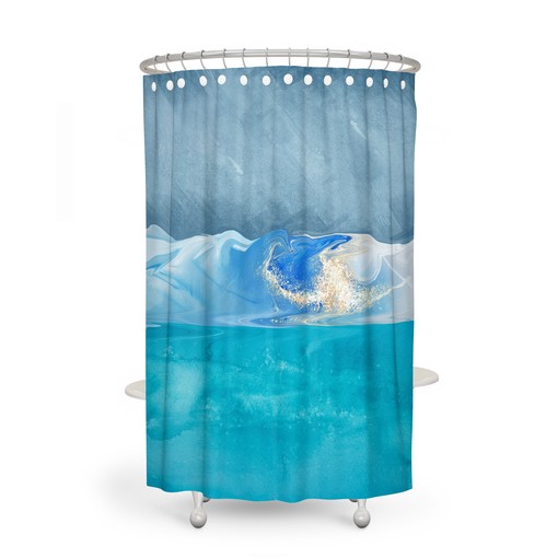 Blue Ocean Abstract Shower Curtain for Minimalist Bathrooms - Image 3