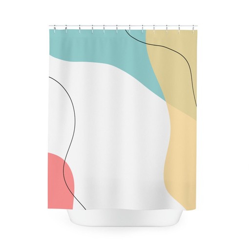 Blue Orange Lake Designer Minimalist Mint Home Art Boho Abstract Waves Shower Curtain Bathroom Décor - Image 3