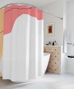 Blue Orange Lake Designer Modern Boho Abstract Waves Shower Curtain