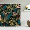 Blue Palm Leaf Colorful Shower Curtain | Botanical Tropical Rainforest Bathroom Decor