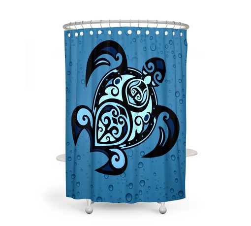 Blue Sea Turtle Shower Curtain with Nautical Bathroom Decor, Turtle Towels, and Bath Mat for Marine Magic - Image 2