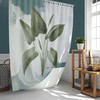 Blue Watercolor Leaves Colorful Shower Curtain | Botanical Tropical Leaf Bathroom Mat Curtain