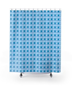 Blue and Blue Retro Mid Century Modern Shower Curtain: Perfect for Your MCM Bathroom