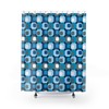 Blue and White Retro Mid Century Modern Shower Curtain: Vintage Bathroom Decor