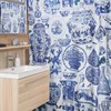 Blue and White Toile Bathroom Curtain | Chinoiserie Shower Curtain | Elegant Tub Curtain with Vintage Touch