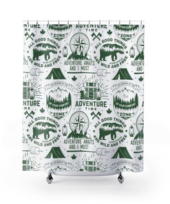 Boat Adventure Awaits - Wild and Free Print Shower Curtain for Adventure Bathroom Decor