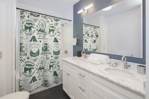 Boat Adventure Awaits - Wild and Free Print Shower Curtain for Adventure Bathroom Decor - Image 2