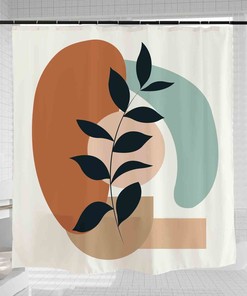 Bohemian Abstract Art Shower Curtain, Extra Thick Curtains with Hooks, Nordic Style Waterproof Washable Bath Decor