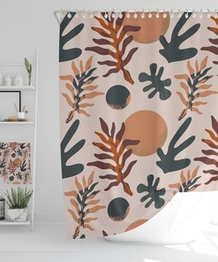 Bohemian Abstract Art Shower Curtain - Minimalist Boho Bath Decor with Eco-Friendly Material