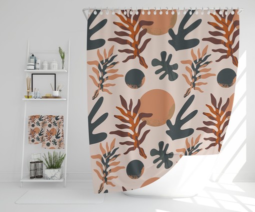 Bohemian Abstract Art Shower Curtain - Minimalist Boho Bath Decor with Eco-Friendly Material