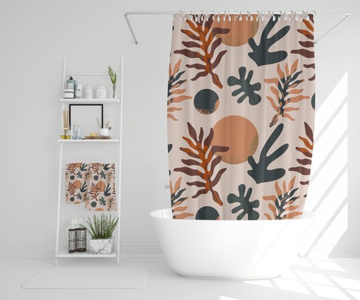 Bohemian Abstract Art Shower Curtain - Minimalist Boho Bath Decor with Eco-Friendly Material - Image 2