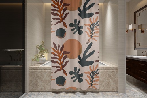 Bohemian Abstract Art Shower Curtain - Minimalist Boho Bath Decor with Eco-Friendly Material - Image 3