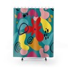 Bohemian Abstract Art Shower Curtain - Teal Blue and Bohemian Design for a Mid Century Modern Bathroom