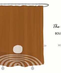 Bohemian Abstract Brown Shower Curtain - Waterproof Bath Decor with Hooks and Custom Sizes Available