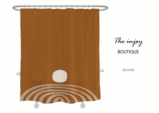 Bohemian Abstract Brown Shower Curtain - Waterproof Bath Decor with Hooks and Custom Sizes Available