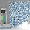 Bohemian Blue Floral Vintage Retro Shower Curtain and Mat, Rustic Bathroom Decor Accessories