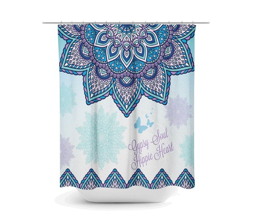 Bohemian Blue Mandala Shower Curtain Set - Add a Touch of Intricate Beauty to Your Bathroom - Image 2