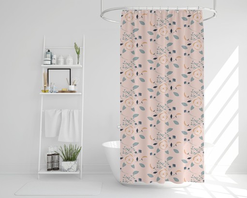 Bohemian Botanical Pink Roses Shower Curtain / Waterproof Durable Nature Print / Boho Flowers Decor 71x71 in - Image 4