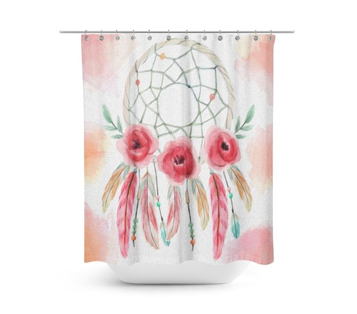 Bohemian Dream Catcher Shower Curtain featuring Painted Rose Bath Mat and Towels Option for Boho Ambiance - Image 4
