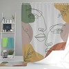 Bohemian Face Portrait Line Drawing Shower Curtain, Retro Bathroom Decor Accessories