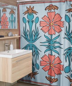 Bohemian Floral Retro Shower Curtain, Chic Vintage Decor for Fashionable Bath