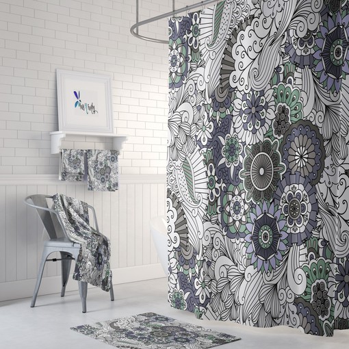 Bohemian Floral Shower Curtain Set for Easy, Breezy Bathroom Decor