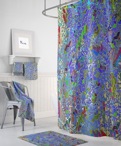 Bohemian Funky Shower Curtain Set with Colorful Bath Accessories for Colorful Bathroom Decor