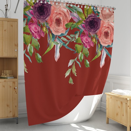 Bohemian Gypsy Floral Print Shower Curtain Set - Boho-Chic Bath Set with Optional Mat and Towels for Free - Image 2