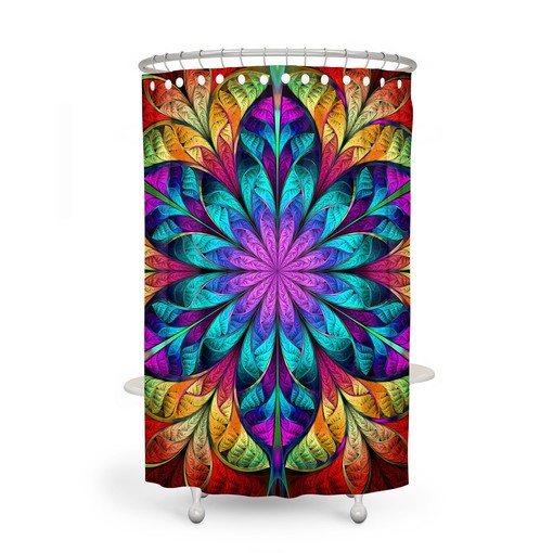 Bohemian Mandala Shower Curtain with Matching Bath Mat and Towels for Ethnic Bathroom Decor - Image 2