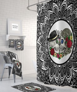 Bohemian Mandala Sugar Skulls Forevermore Shower Curtain Set
