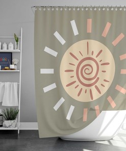 Bohemian Minimalist Sun Morning Sunrise Shower Curtain