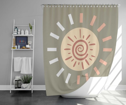Bohemian Minimalist Sun Morning Sunrise Shower Curtain