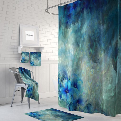 Bohemian Peacock Feather Shower Curtain Set - Bring Boho Chic to Your Bathroom Decor