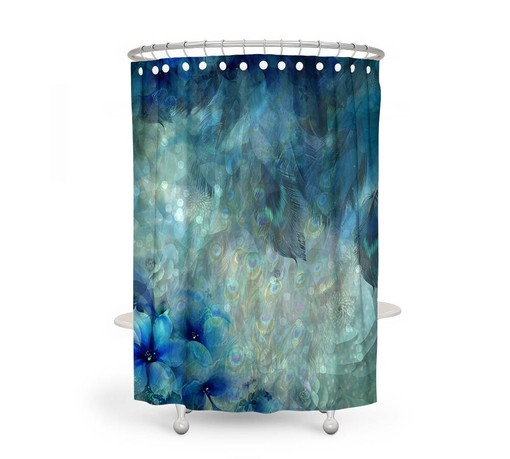 Bohemian Peacock Feather Shower Curtain Set - Bring Boho Chic to Your Bathroom Decor - Image 2
