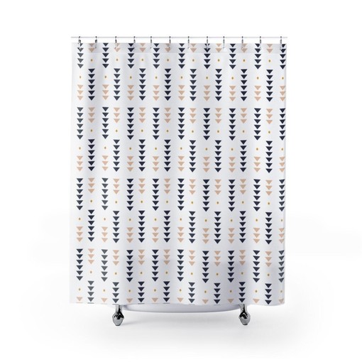 Bohemian Restroom Decor Shower Curtain with Boho Print Bath Curtain