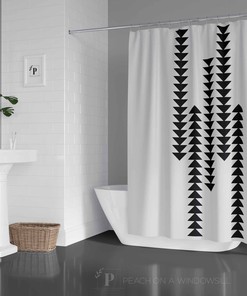Bohemian Tribal Triangle Pattern Shower Curtain, Bring a Chic and Rustic Touch to Your Bathroom Decor