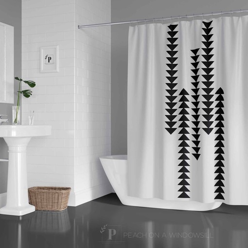 Bohemian Tribal Triangle Pattern Shower Curtain, Bring a Chic and Rustic Touch to Your Bathroom Decor